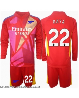 Arsenal David Raya #22 Portiere Maglia Gara Trasferta Repliche 2024-25 Bambino Maniche Lunghe